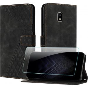 JGD-Coque pour Samsung Galaxy J7 2017 / J730, Cuir Pochette de Portefeuille avec Film de Protection d'&eacute;cran [Support] [Magn&eacute;tique] Emplacements Cartes pour Galaxy J730 - Noir - Neuf