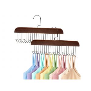 Lot de 2 organisateurs de cintres &agrave; 8 crochets pour soutiens-gorge et cravates - Marron fonc&eacute; - Neuf