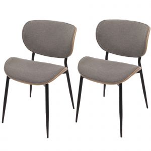 Lot de 2 chaises de salle &agrave; manger HWC-O45, bois courb&eacute; tissu (370g/m&sup2;) &Ouml;ko-Tex MVG-certifi&eacute;naturel, gris clair - Neuf