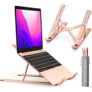 KALANKA-Support Ordinateur Portable, Support PC Portable Pliable à Surélever 6 Angles Réglable, Antidérapant en Aluminium Ventilé Stand Compatible avec Laptop, Tablet u2013 Or Rose - Neuf