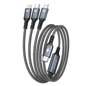 Thef-100w Câble Usb C Vers Câble Multi Usb [1.2m] 3 En1 Usb Câble Avec Puce E-Mark Charge Rapide Chargeur Usb Avec Micro Usb Type C Lightning Connecteur Pour Samsung;Macbook Pro/Air;Ipad Pro;Iphone;H - Neuf