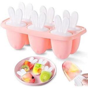 Moule À Glace - Amoune - 6 Esquimaux Réutilisables - Plastique - 21,5x9,1x10,6 Cm - Roserose - Neuf