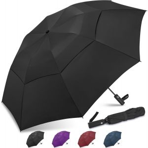 Large Compact Parapluie De Golf 54/62 Pouces,Parapluie R&eacute;Sistant Au Vent Parapluie Pliant Portable pour Le Voyage &agrave; Double Canop&eacute;E Ventil&eacute;E pour Hommes Femmes - Neuf