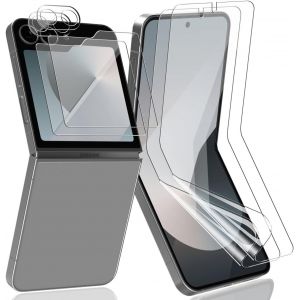 LORANKA-2+2+2 Pi&egrave;ces Protection pour Samsung Galaxy Z Flip 6, Protection d'&eacute;cran Flexible et Verre Arri&egrave;re Protection &eacute;cran et Protection d'objectif, Anti-Rayures HD Flexible Film pour Galaxy Z Flip - Neuf