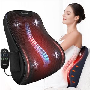 Massage Dos Chauffant Avec Vibration, Pour Chaise De Bureau, Coussin Massage Pour Soulager La Douleur, &Agrave; La Maison, Dans La Voiture, Dans Le Canap&eacute;, 3 Niveaux De Chauffage Et Intensit&eacute;s, Cadeaux -Noi - Neuf