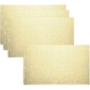 Eryi-4pcs Sets Sous-Plateaux Miroir Brillant, 11.8"" X 17.7"" Jaune Vert Gold Rétro Carré Étincelant Pour Table À Dîner Ornementation Table Disco Pour Anniversaire Fête Bachelorette Danse - Neuf