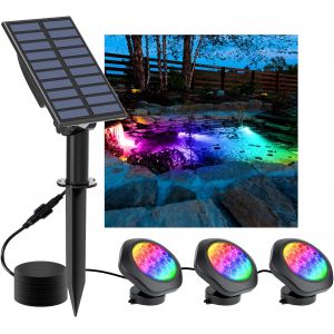 Lampes Solaire De Bassin Rgb, 5.5V Changement De Couleur Eclairage Solaire Bassin, 6 Couleurs Lampe Solaire, &Eacute;tanche Ip68 Lumiere Bassin Immerg&eacute;e Pour Aquarium, Fontaine, &Eacute;tang, Jardin, 3 En 1 - Neuf