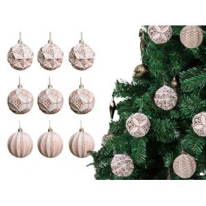 Lot de 9 boules de No&euml;l d&eacute;coratives pour sapin - Or, Rouge, Or rose - Neuf