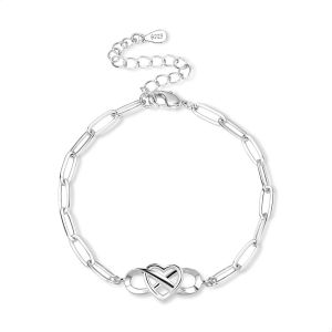 Eryi-Bracelet Femme Or/Argent En C?Ur Infini, Bracelets Réglables Acier Inoxydable, Plaqué En Or 14 Carats, Bracelet D'amour, Bijoux Cadeaux Pour Femmes, Filles - Neuf
