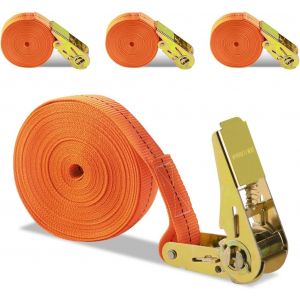 CHECARZHN--NO1-4 Pièces Sangles D'Arrimage, 8M Sangle À Cliquet, 25Mm Sangle De Serragem, Sangle Arrimage, Sangles À Cliquer Avec Réglable, Sangle Cliquet (A) - Neuf