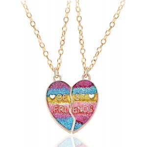 Kal-Collier D'amitié Pour 2 Fille, 2pcs Collier Bff Pour 2 Fille Magnétique Collier Meilleure Amie Meilleur Collier D'ami Collier Soeur Meilleur Ami Fille Graduation Anniversaire De Noël - Neuf