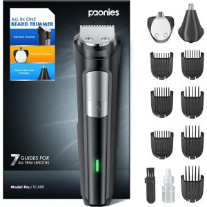 Hthed-Tondeuse À Barbe Pour Homme, Tondeuse À Barbe Tout-En-Un Sans Fil, Rechargeable Par Usb Et Étanche, Rasoir Électrique Avec 7 Peignes, Lame Ultra Tranchante - Neuf