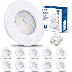 HiBay Spot Led Encastrable Salle de Bain 7W,6x Spot Extra Plat IP44 Étanche,Blanc Froid 6000K,Trou 60-68mm,Plafonnier Encastré Inox Brossé 220V 850lm Pour Cuisine Salon - Neuf