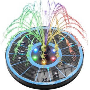 Fontaine Solaire Pompe, Solaire Flottant Extérieur Fontaine 3.5W Pompe Bassin Solaire avec 8 Buses pour Bain d'oiseaux Aquarium Étang Piscine Patio Jardin Fontaine Décoration de Jardin - Neuf