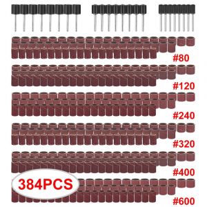 Jeu de 384 bandes abrasives 1/2 3/8 1/4 Grain 80-600 avec mandrins &agrave; tambour - Neuf