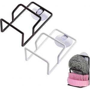 2 Pcs Porte &Eacute;ponge De Cuisine Ventouse, Porte-&Eacute;ponge D&iquest;&Eacute;vier Avec Ventouse Murale Pour La Cuisine Et La Salle De Bain Porte-&Eacute;ponge, Savon, Brosses &Agrave; Vaisselle Etc (Noir - Neuf