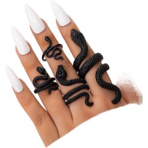 Vintage Serpent Ouvert Bague Cristal Croix Index Bague Pintail Bague Femme Et Fille Bijoux Cadeau (Noir).[Y963] - Neuf