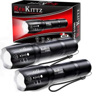 Torch, Torch Torch, Super Bright LED Torch (Pack of 2), 2000 Lumens Torch, Waterproof IP44 and VC-A Durable Aluminium Alloy Material - Neuf