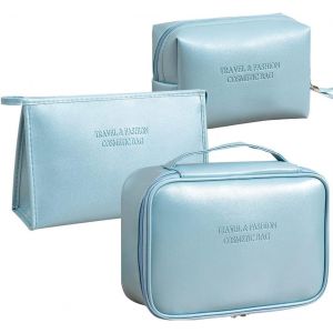 Ensemble De 3 Sacs De Maquillageorganisateur De Maquillage Pour Femme Et Fillepochette De Toilette Portable Imperm&eacute;able&eacute;tui De Rangement De Voyage (Rose Cortical) - Neuf