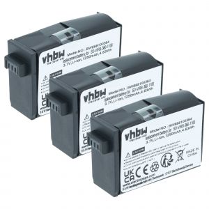 vhbw 3x Batterie compatible avec Garmin Virb 360 cam&eacute;ra vid&eacute;o cam&eacute;scope (1250mAh, 3,8V, Li-ion) - Neuf