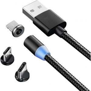 Thef-X-Cable - Câble Multi Chargeur Magnétique, 3 En 1 Charge Rapide Et Synchro Données Câble 1m Aimanté Avec Micro Usb, Type C, Ip Adaptateur Pour Phone, Android Samsung, Huawei, Kindle Couleurs Ass - Neuf