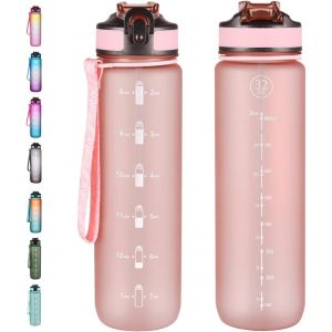 Checarzhn--No1-Bouteille D'eau De Sport De 3,5 L Avec Paille - Bouteille Anti-Fuite En Tritan Sans Bpa Pour Fitness, Cyclisme, Camping, Course À Pied, Or Rose - Neuf