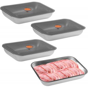 LETNERNY-4 Pièces Boîtes De Conservation Alimentaire En Acier Inoxydable Boite De Rangement Cuisine Avec Couvercle Boite Alimentaire Hermetique Inox Pour Cuisine Et Congélateur - Neuf