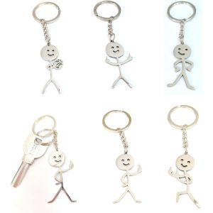 Kal-5pcs Amusant Cool Porte-Cl&eacute;s En M&eacute;tal Porte-Cl&eacute;s De Doigt Du Smiley Mignon Pendentif Couple Cadeau Porte-Cl&eacute;s Dr&ocirc;le Smiley Figurine De Visage Mignon Cadeau Cr&eacute;atif Fait &Agrave; La Main - Neuf