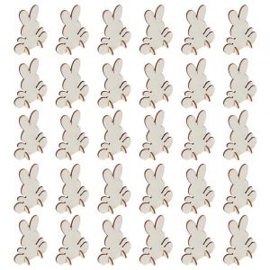90pcs Lapin En Bois D&eacute;coupes Lapin Copeau De Bois Inachev&eacute; Artisanat Diy D&eacute;coration De La Maison 3d Ornement - Neuf