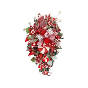 Couronne de No&euml;l en forme de canne &agrave; sucre 30x6x50cm D&eacute;coration murale &agrave; suspendre - Neuf