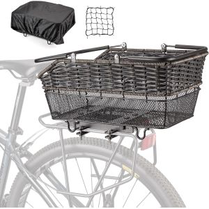Subzonal-Panier Arri&egrave;re De V&eacute;lo &iquest; Panier Arri&egrave;re Large &Agrave; Lib&eacute;ration Rapide Avec Filet De Rangement Et Housse Imperm&eacute;able, Panier Tress&eacute; &Agrave; Grande Capacit&eacute; - Neuf