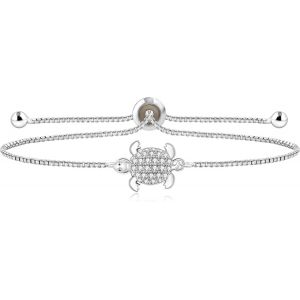 Eryi-Bracelet Fashion Cute Organisme Marin Tortue - Bracelet Ajustable Avec Fermoir À Bolo Et Chaîne En Boîte Pour Femme, Fille, Meilleure Amie - Neuf