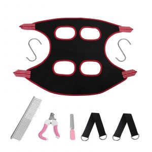 Hjlian Hamac Pour Chat Et Chien Noir Et Rouge De Taille M, Coupe Des Ongles Pour Animaux De Compagnie, Ensemble De Hamac De Toilettage Pour Chat Et Chien De Petite Et Moyenne Taille, Espacement Des Pattes Avant Et Arriere De 32 Cm - Neuf