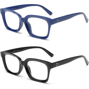 Lunettes De Lecture Pour Homme Et Femme - Cadre Carré Surdimensionné Avec Charnière À Ressort - Confortable - Aide À La Lecture - Lunettes De Blocage De La Lumière Bleue - Neuf