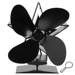 Hjlian Ventilateur De Poele A Bois A 4 Pales, Accessoire De Cheminee Pour La Distribution De La Chaleur, Noir - Neuf