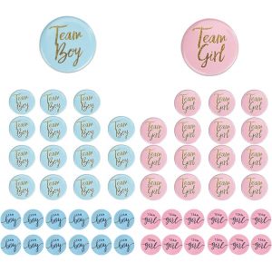 56 Pièces Épingles De Boutons De Révélation De Sexe Badges De Révélation De Genre Badges Pour Gender Reveal Badges De Bouton Pour Baby Shower Fête Décoration Fournitures (Bleu,Rose) - Neuf