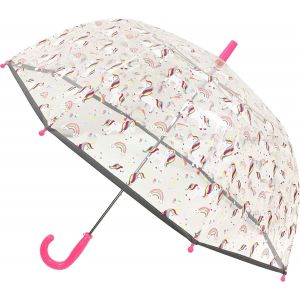 Jgd-Parapluie Enfant Transparent Cloche - Bordure Fluorescente - Neuf