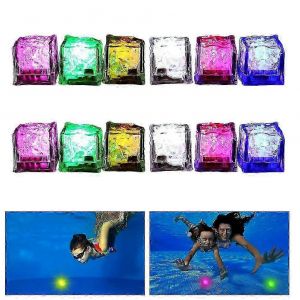 Lot de 12 jouets lumineux pour piscine, gla&ccedil;ons color&eacute;s &agrave; LED, pour la natation, la plong&eacute;e et le lancer, 2025 - Neuf