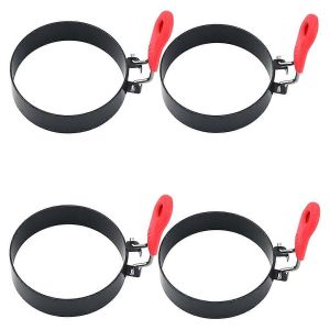 4 Pcs 3,5 Pouces Egg Rings Set Avec Poign&eacute;e En Silicone,Moule Rond - Neuf