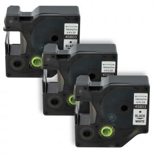 vhbw 3x Rubans remplacement pour Dymo 45803, D1, S0720830 pour imprimante d'&eacute;tiquettes 7m x 19mm Noir sur Blanc, plastique - Neuf