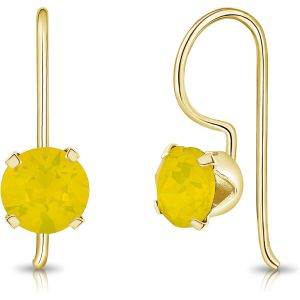 Kal-® Boucles D'oreilles À Crochet En Argent Fin 925 Plaqué Or Jaune Et Cristaux De Swarovski® Elements Ronds - Diamètre: 6 Mm - Neuf
