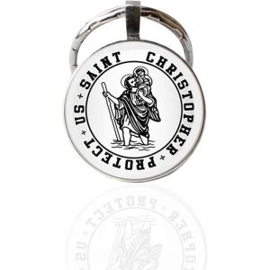 KAL-Porte-Clés Saint Christophe ¿ Saint Patron De La Protection Des Voyages ¿ Porte-Clés Catholique Chrétien Pour Les Voyages En Toute Sécurité ¿ Porte-Clés Porte-Bonheur ¿ Cadeau Pour Homme Et Femme - Neuf