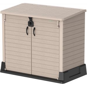 Subzonal-Storeaway 850l Abri De Jardin Ext&eacute;rieur En Plastique, Coffre De Rangement Pour Outils Et Barbecues, Cache-Poubelles Pour 2 Bacs Roulants, R&eacute;sistant Aux Intemp&eacute;ries, 130x74x110 Cm, Taupe Chau - Neuf
