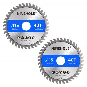 2 Lames de scie circulaire 115 x 22,23 mm (anneau 20&16 mm), 40 dents Coupes propres, Disque à Tronçonner pour Bois, Sèche, Stratifié, Cloison, Contreplaqué, Plastique - Neuf