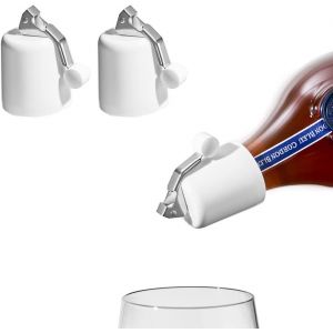 Checarzhn--No1-2 Pièces Bouchon Vin,Bouchons De Bouteille De Vin En Acier Inoxydable,Scellant Caoutchouc Sous Vide Reutilisable Avec Pompe A Pression Integree - Neuf
