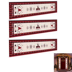 Lot de 3 banni&egrave;res de No&euml;l pour porte de garage, 300 x 35 cm, d&eacute;coration murale int&eacute;rieure/ext&eacute;rieure avec crochets - Neuf