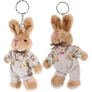 KALANKA-Porte-cl&eacute;s Couple Lapin couple plush d&eacute;coration de couple porte-cl&eacute;s enfants joli porte-cl&eacute;s pendentif cl&eacute; &agrave; porte-cl&eacute;s lapin de dessin anim&eacute; en tissu - Neuf