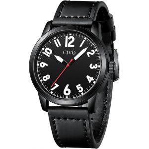 Eryi-Montre Homme Simple Classique Avec Gros Chiffres Design Étanche Analogique Quartz Caoutchouc Cuir Nylon Cadeau Homme - Neuf