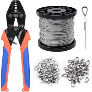 GKWL-Icrimp Cwr1522 Kit D'Outils De Sertissage De Câbles Métalliques Avec Fonction De Coupe Pour 0,1 Mm À 2,2 Mm,Sertissage Pour Embouts De Câble Avec Câble Métallique Et 250 Manchons Et Thimbles En - Neuf