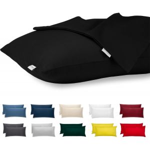 Cauc-Taie D'oreiller 40x80 Coton Satin Premium Lot De 2 Housse Coussin Pour Coussins Canap&eacute;/Lit Tissu Super Doux Resistant Et Lavable Hypoallerg&eacute;nique Anti-Acariens Avec Fermeture &Eacute;clair Invisible - Neuf